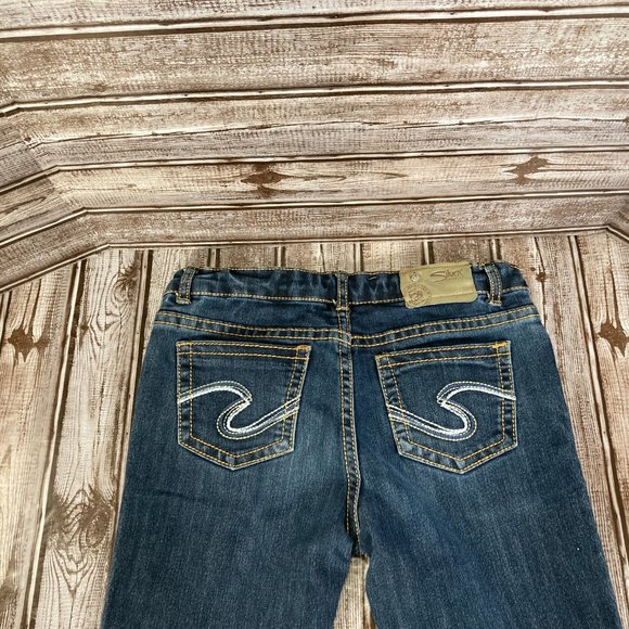 SILVER SASHA Girl's 14 Skinny Jeans Medium Wash Adjustable Waist Blue Denim - Picture 4 of 9